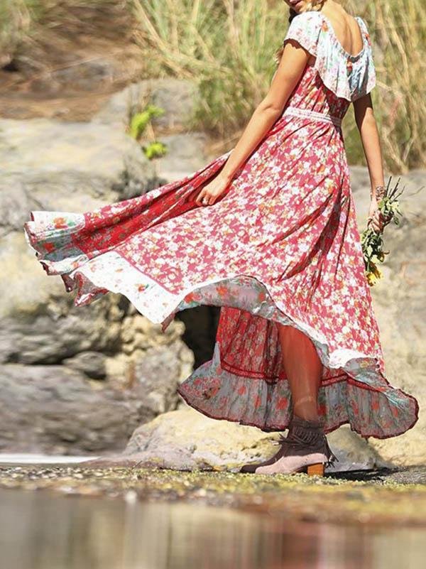 Bohemian Short-sleeved Print Dress - LuckyFash™