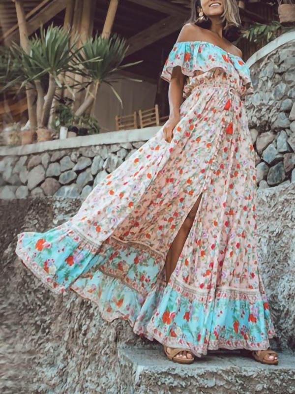 Bohemian Short-sleeved Print Dress - LuckyFash™