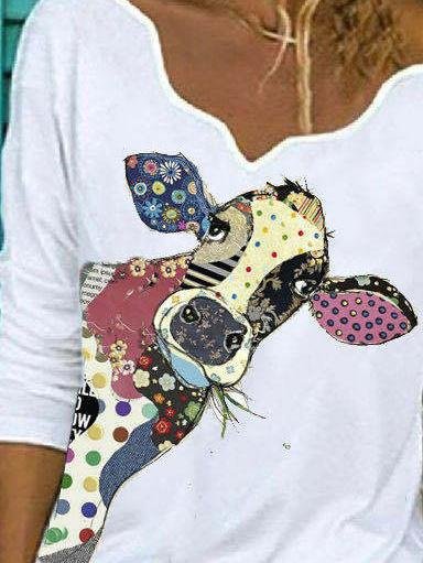 Bull Head Print Casual Long Sleeve T-Shirt - LuckyFash™