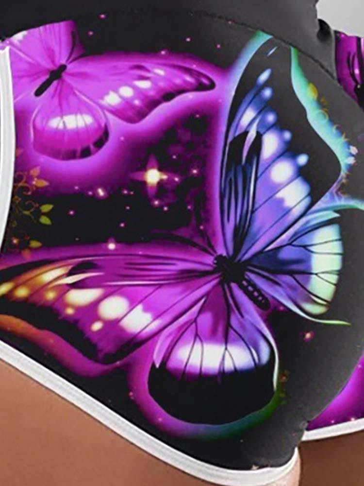 Butterfly Print High Waist Active Shorts - LuckyFash™