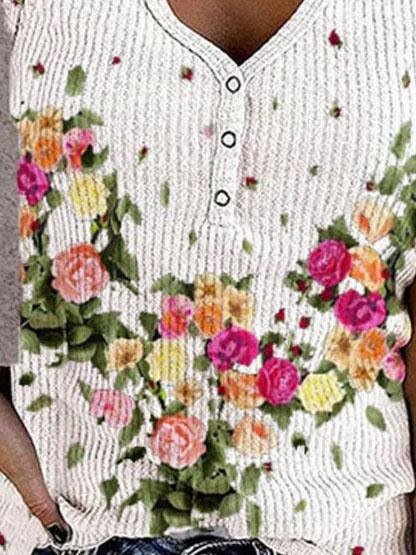 Button Print V-neck Sleeveless Tank Top - LuckyFash™
