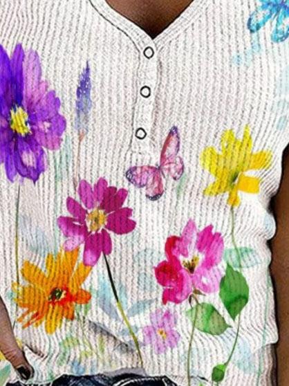 Button Print V-neck Sleeveless Tank Top - LuckyFash™