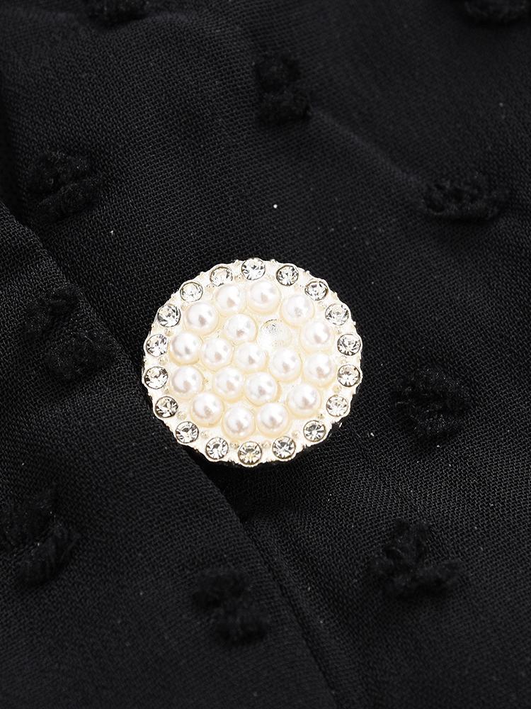 Casual Black Button Embellished Mesh Dress - LuckyFash™