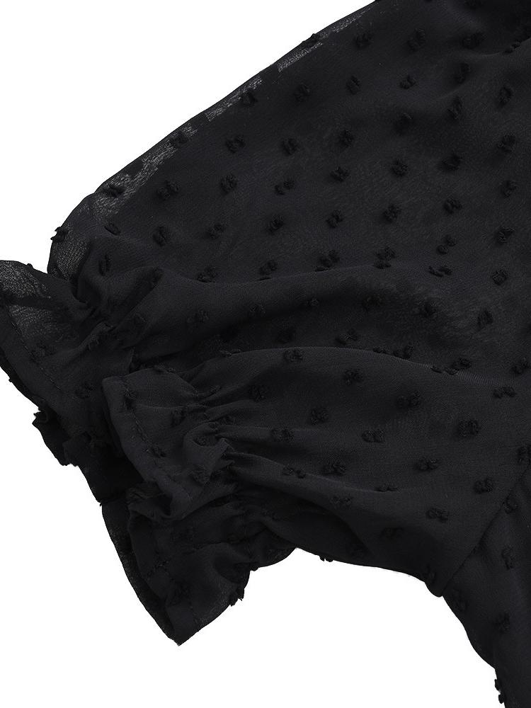 Casual Black Button Embellished Mesh Dress - LuckyFash™