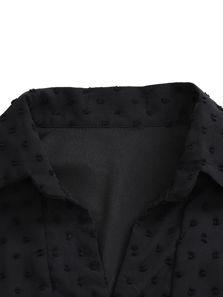 Casual Black Button Embellished Mesh Dress - LuckyFash™