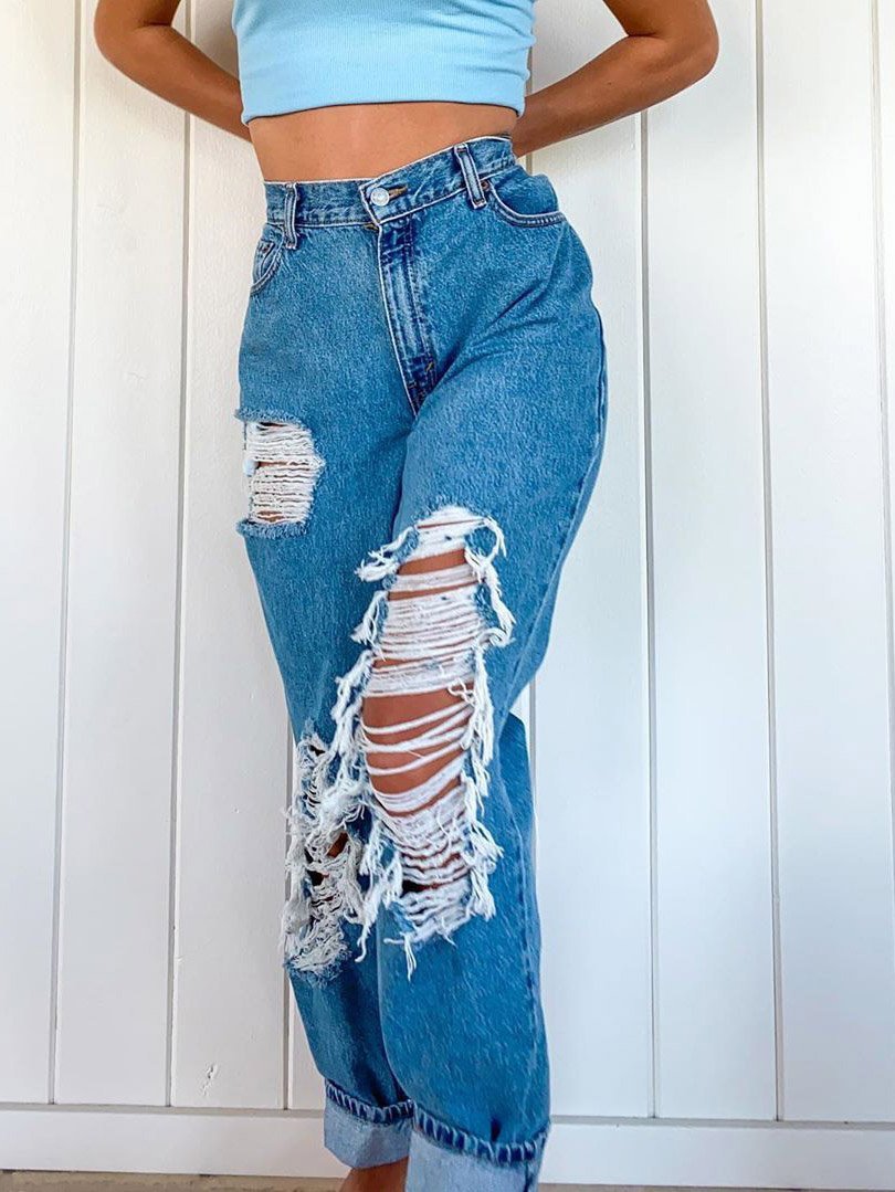 Casual Broken Hole Slim Pocket Jeans - LuckyFash™