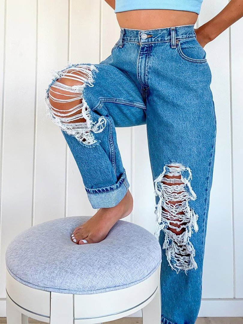 Casual Broken Hole Slim Pocket Jeans - LuckyFash™