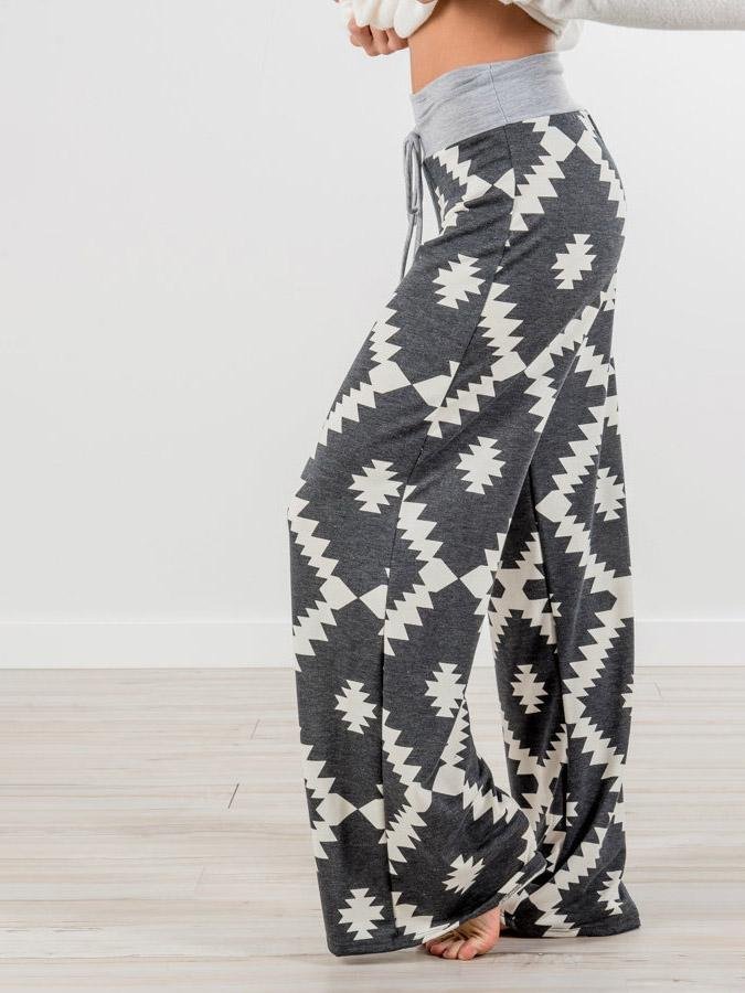 Casual Lace-Up Polygon Pattern Pants - LuckyFash™