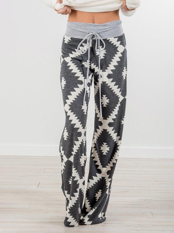 Casual Lace-Up Polygon Pattern Pants - LuckyFash™