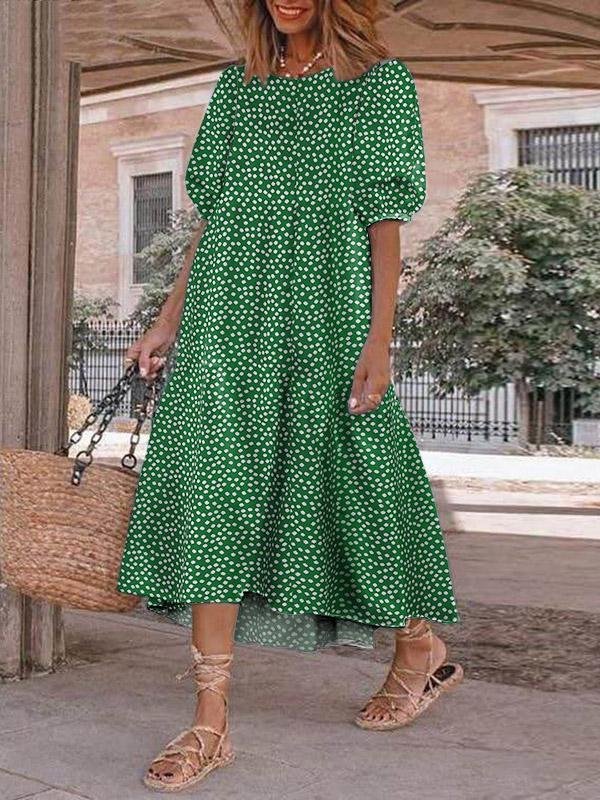 Casual Polka Dot Printed Puff Sleeve Dress - LuckyFash™
