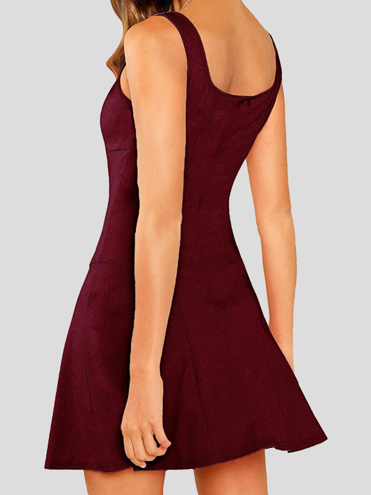 Casual Solid Square Neck Suspender Dress - LuckyFash™