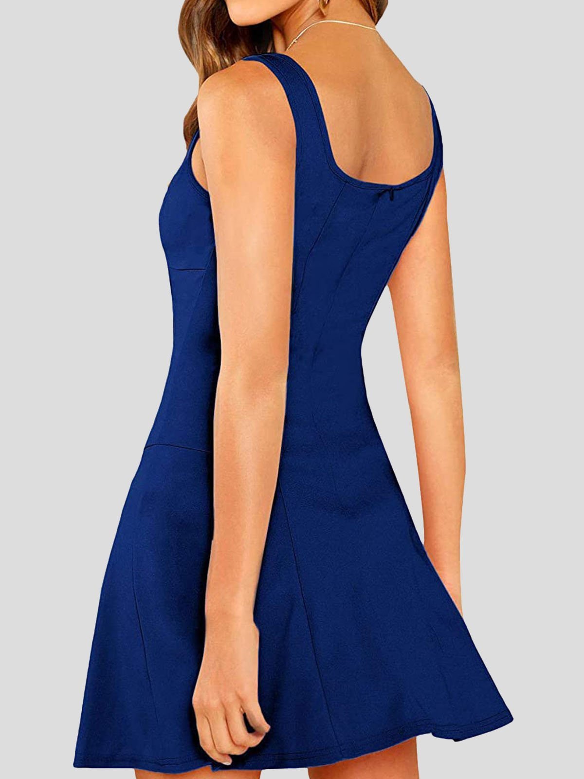 Casual Solid Square Neck Suspender Dress - LuckyFash™
