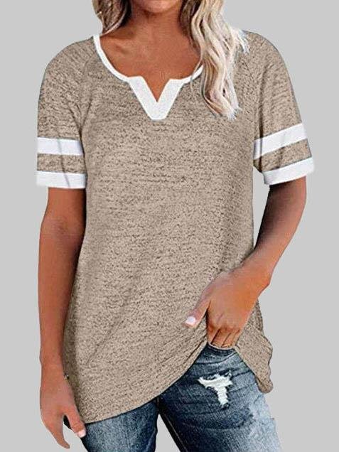 Casual Stitching V-neck Short-sleeved T-shirt - LuckyFash™