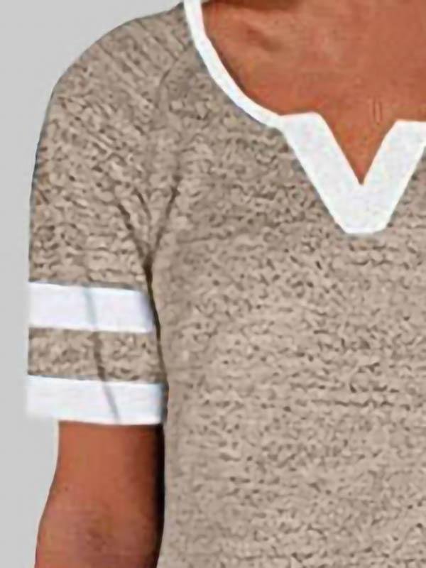Casual Stitching V-neck Short-sleeved T-shirt - LuckyFash™