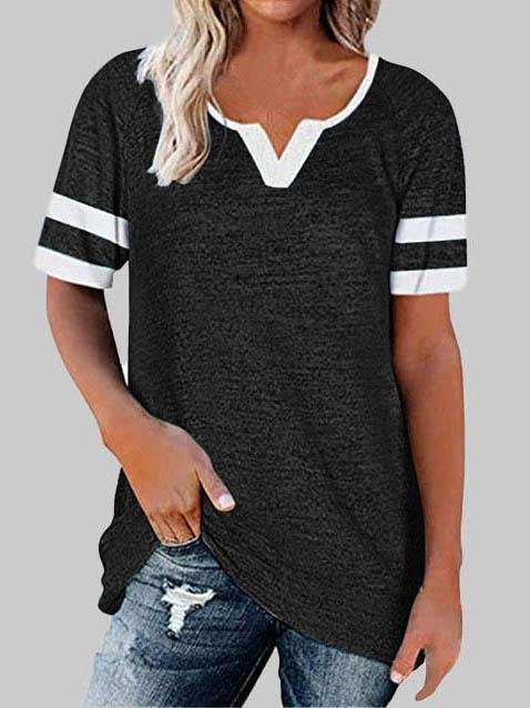 Casual Stitching V-neck Short-sleeved T-shirt - LuckyFash™