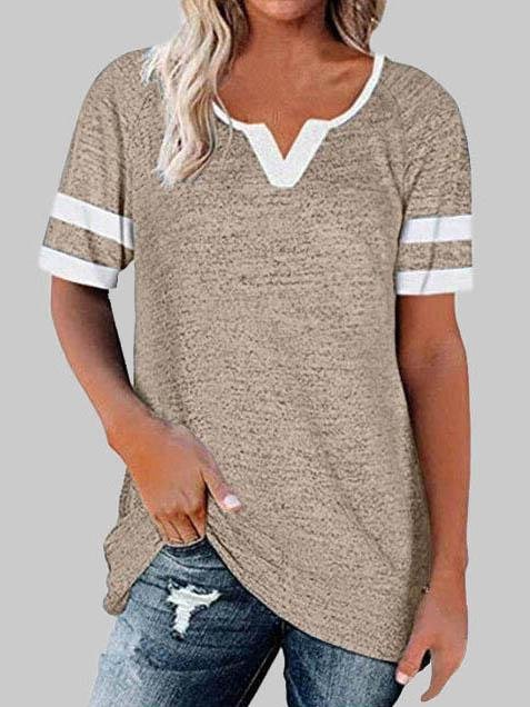 Casual Stitching V-neck Short-sleeved T-shirt - LuckyFash™