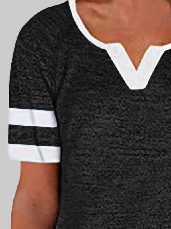 Casual Stitching V-neck Short-sleeved T-shirt - LuckyFash™