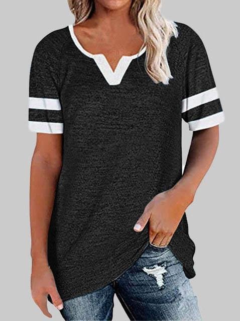 Casual Stitching V-neck Short-sleeved T-shirt - LuckyFash™