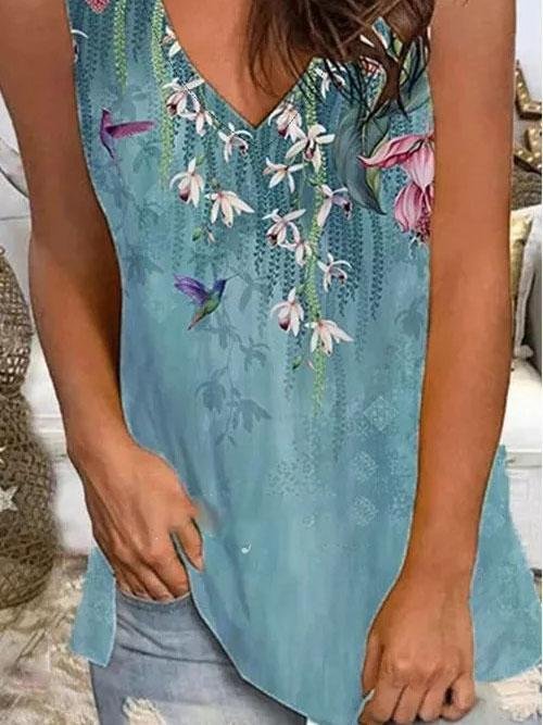 Casual V-neck Sleeveless Loose Tank Top - LuckyFash™