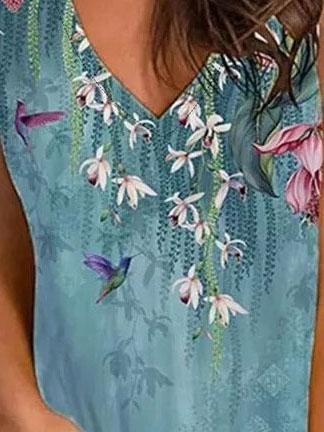 Casual V-neck Sleeveless Loose Tank Top - LuckyFash™