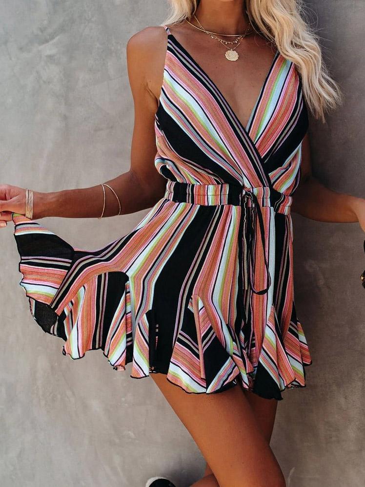 Chiffon Print Sleeveless Ruffle Dress - LuckyFash™