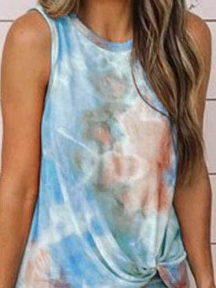 Crew Neck Tie-dye Twist Vest - LuckyFash™