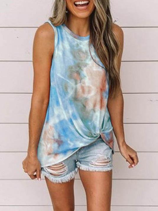 Crew Neck Tie-dye Twist Vest - LuckyFash™