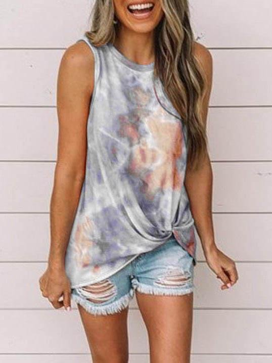 Crew Neck Tie-dye Twist Vest - LuckyFash™