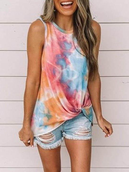 Crew Neck Tie-dye Twist Vest - LuckyFash™