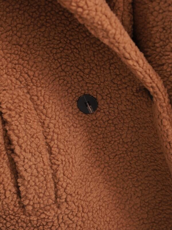 Drop Shoulder Double Button Teddy Coat - LuckyFash™