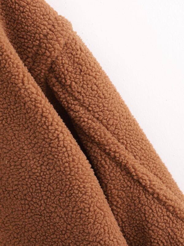 Drop Shoulder Double Button Teddy Coat - LuckyFash™