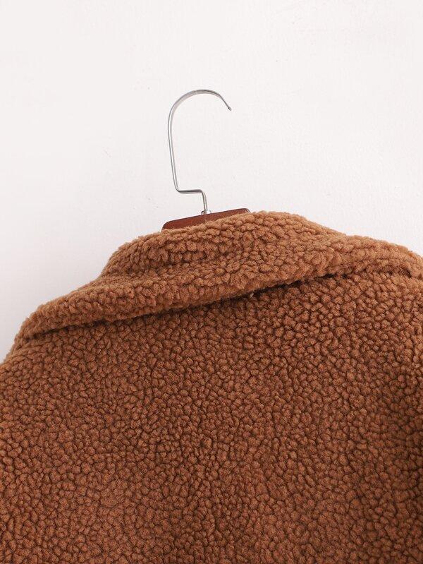 Drop Shoulder Double Button Teddy Coat - LuckyFash™