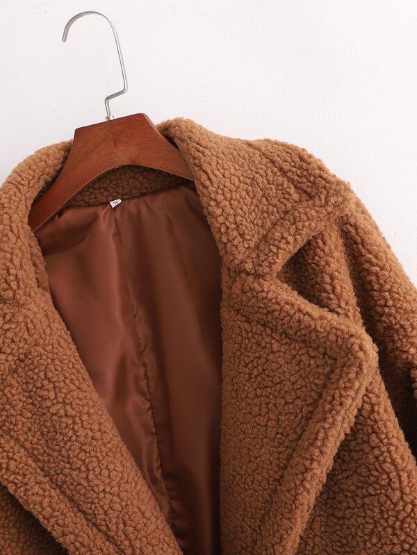 Drop Shoulder Double Button Teddy Coat - LuckyFash™
