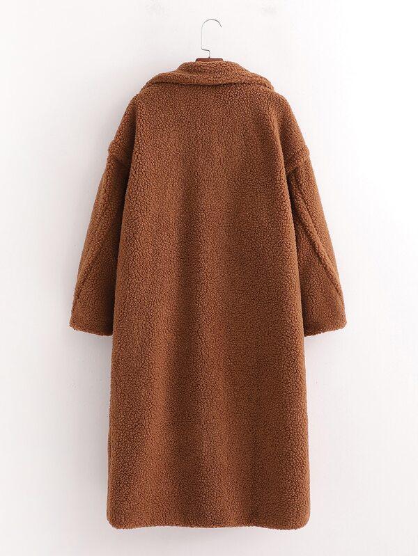 Drop Shoulder Double Button Teddy Coat - LuckyFash™
