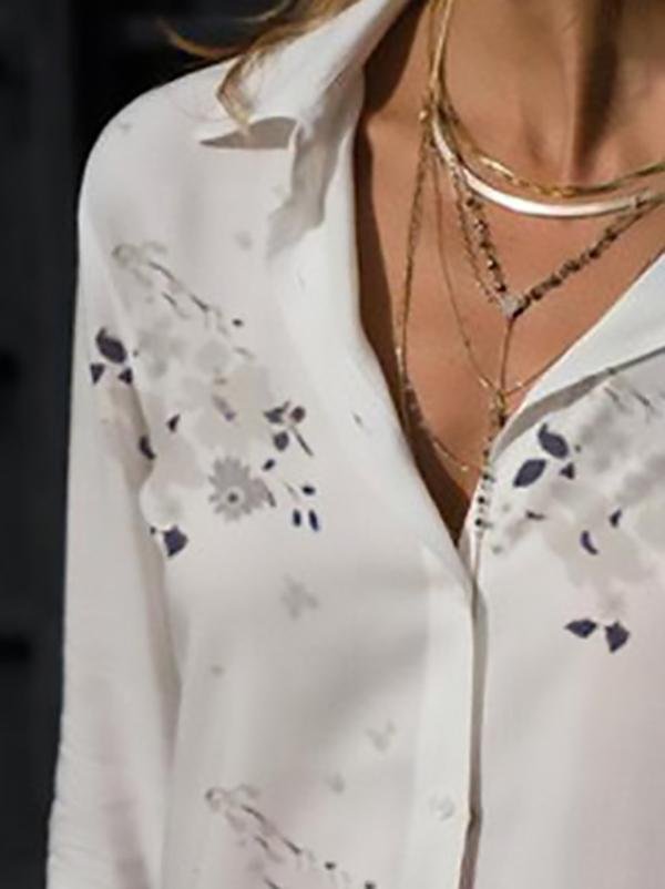 Elegant Slim Print Long-sleeved Lapel Shirt - LuckyFash™