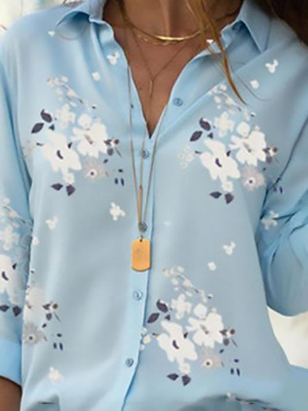 Elegant Slim Print Long-sleeved Lapel Shirt - LuckyFash™