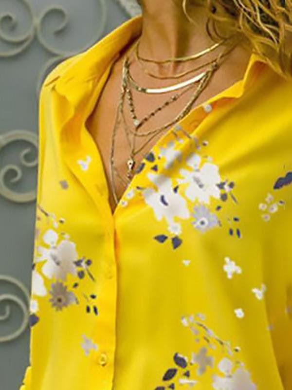 Elegant Slim Print Long-sleeved Lapel Shirt - LuckyFash™
