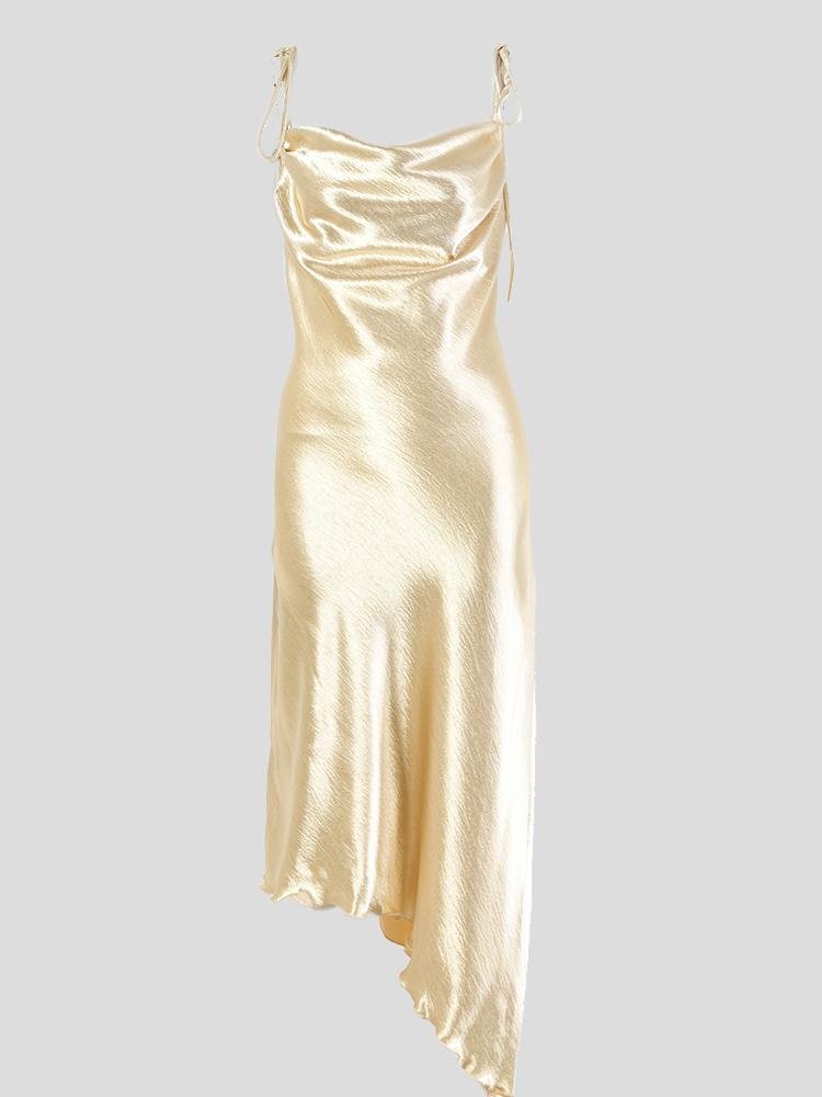 Eye-catching Irregular Square Neck Suspender Dress - LuckyFash™