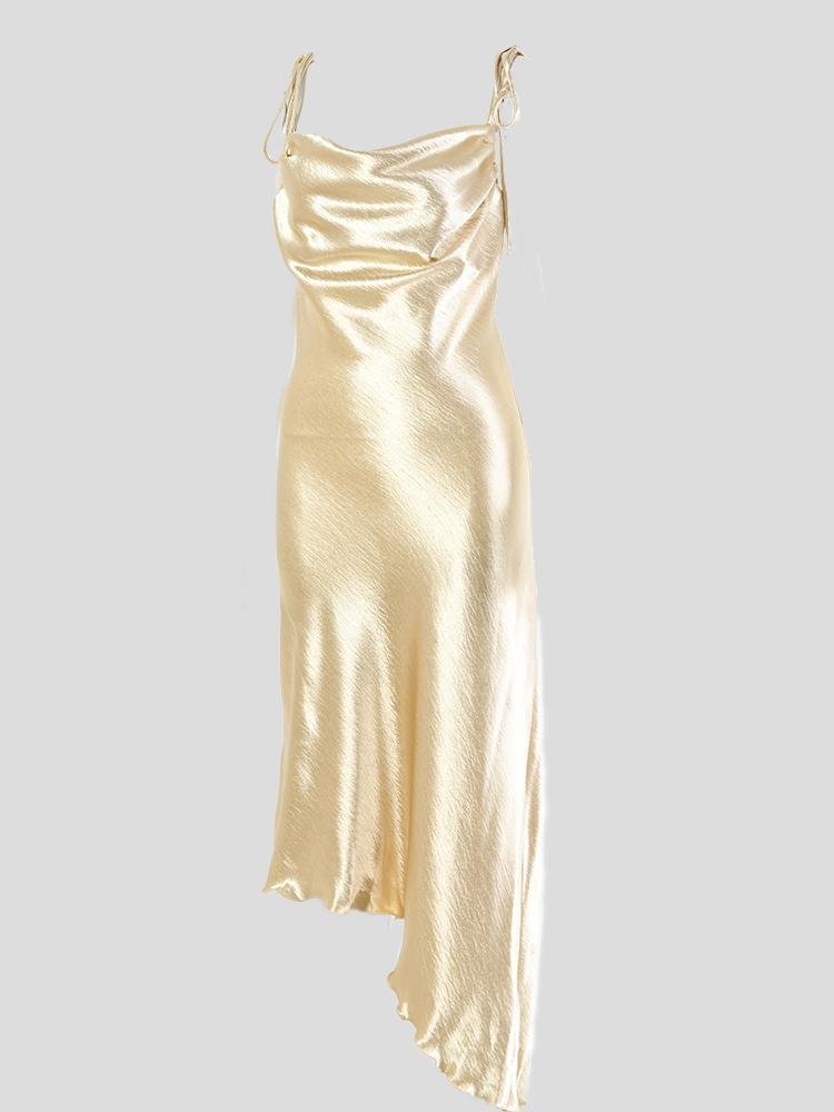 Eye-catching Irregular Square Neck Suspender Dress - LuckyFash™