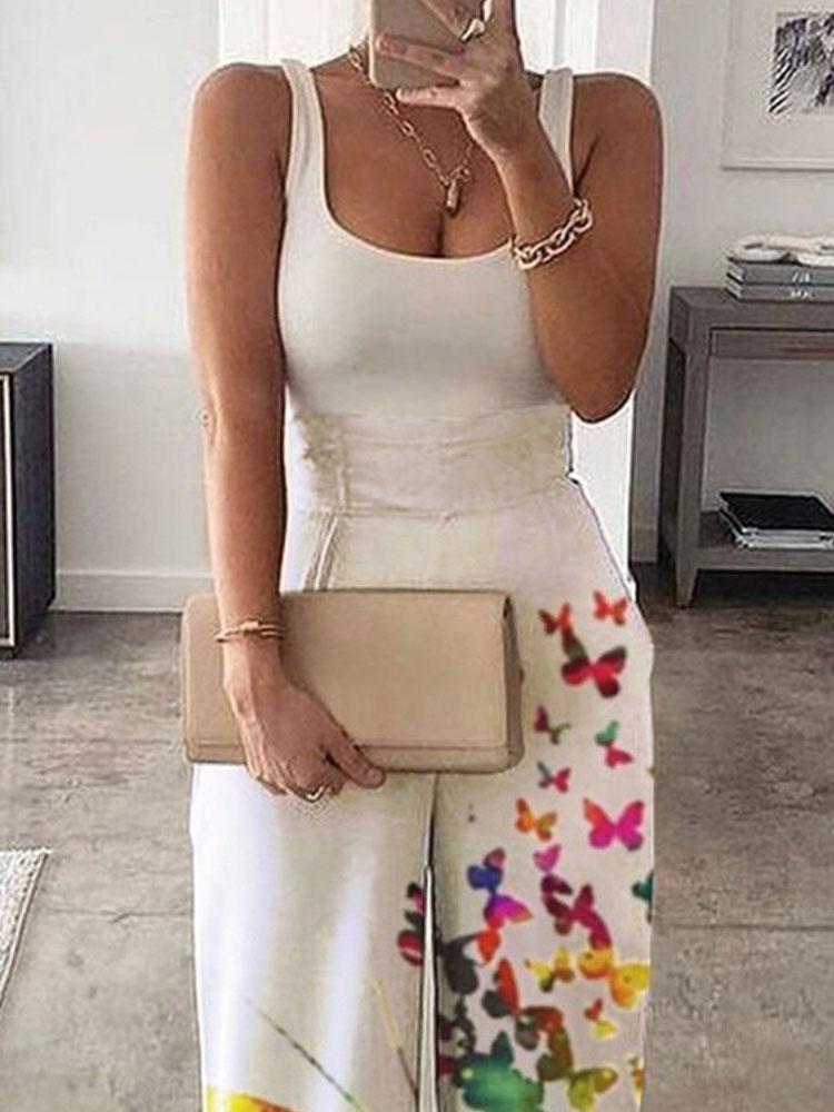 Fashion Sleeveless Printed High-waist Jumpsuit - LuckyFash™