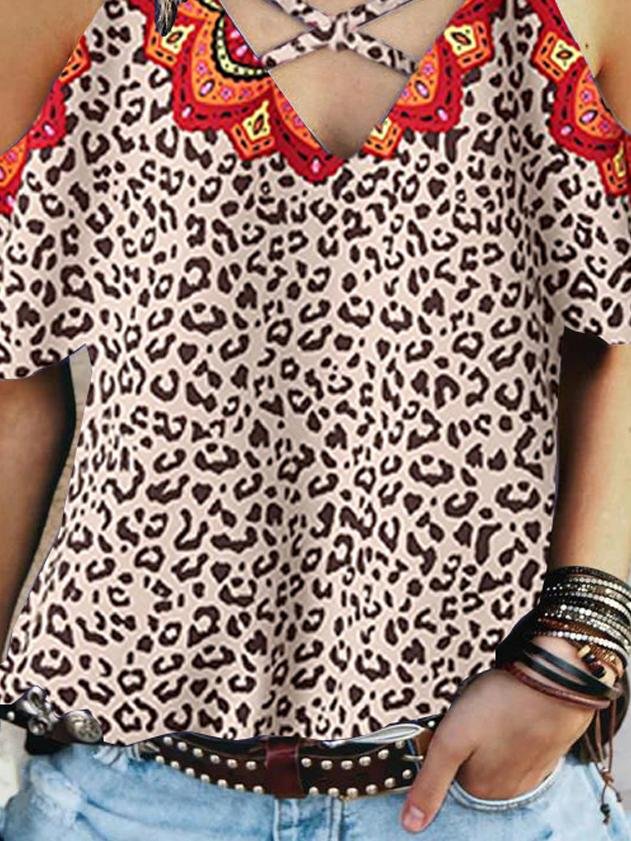 Fashion Strapless Leopard Print T-shirt - LuckyFash™