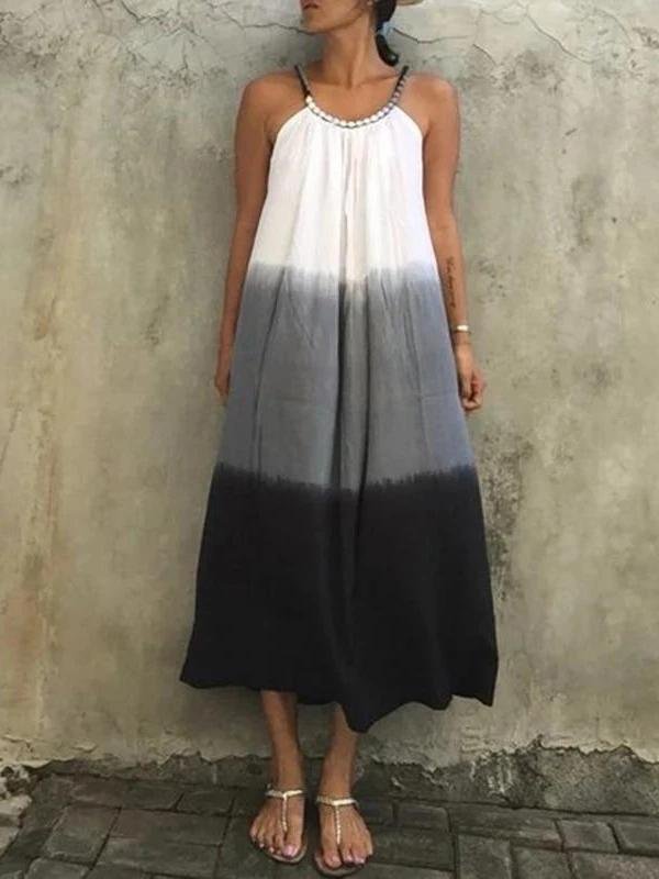 Gradient Tie-dye Sleeveless Dress With Big Swing - LuckyFash™