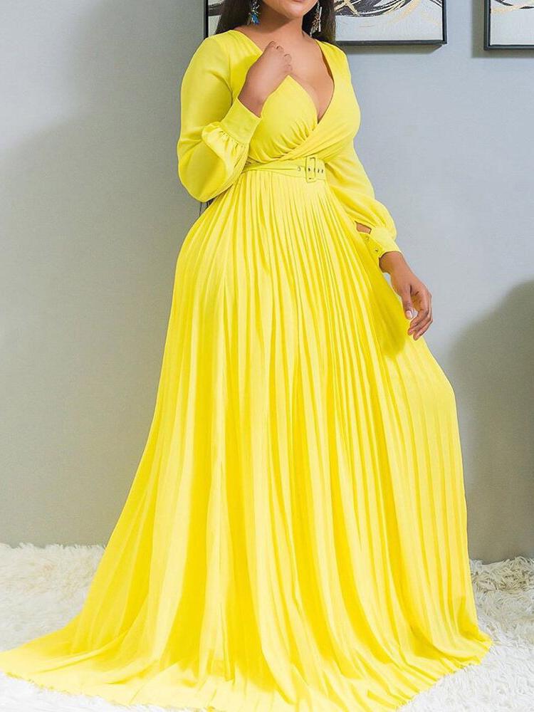 High Waist Slim Solid Elegant Fashion Long-sleeved Long Dress - LuckyFash™