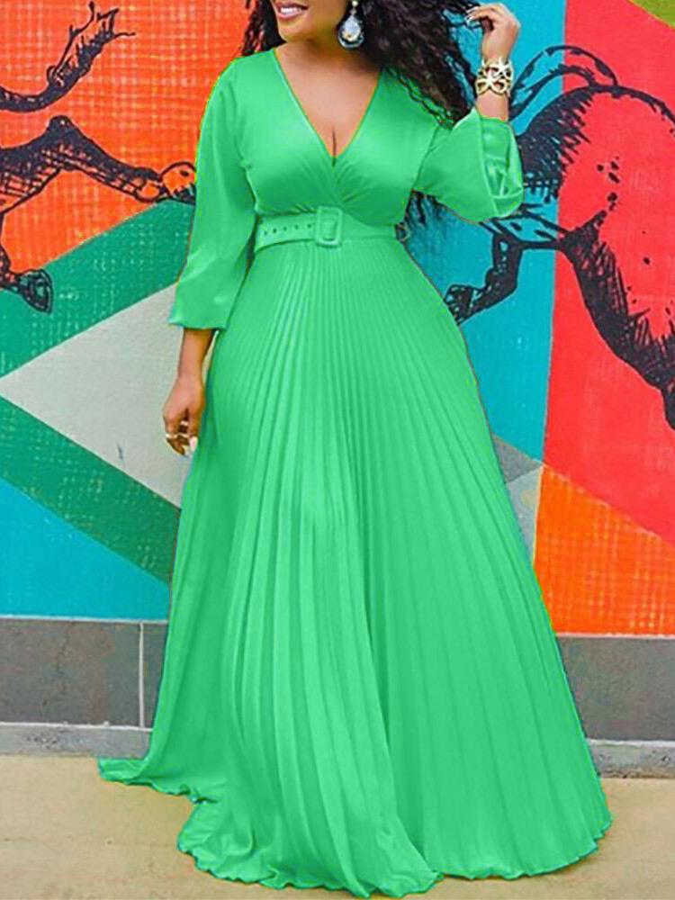 High Waist Slim Solid Elegant Fashion Long-sleeved Long Dress - LuckyFash™