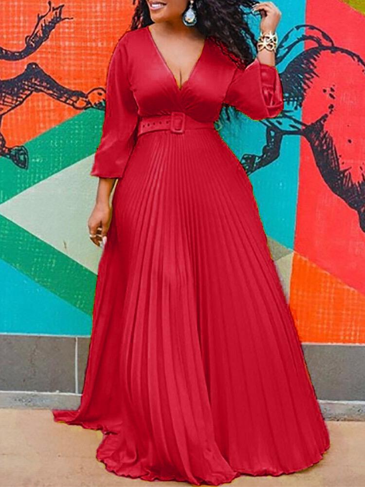 High Waist Slim Solid Elegant Fashion Long-sleeved Long Dress - LuckyFash™