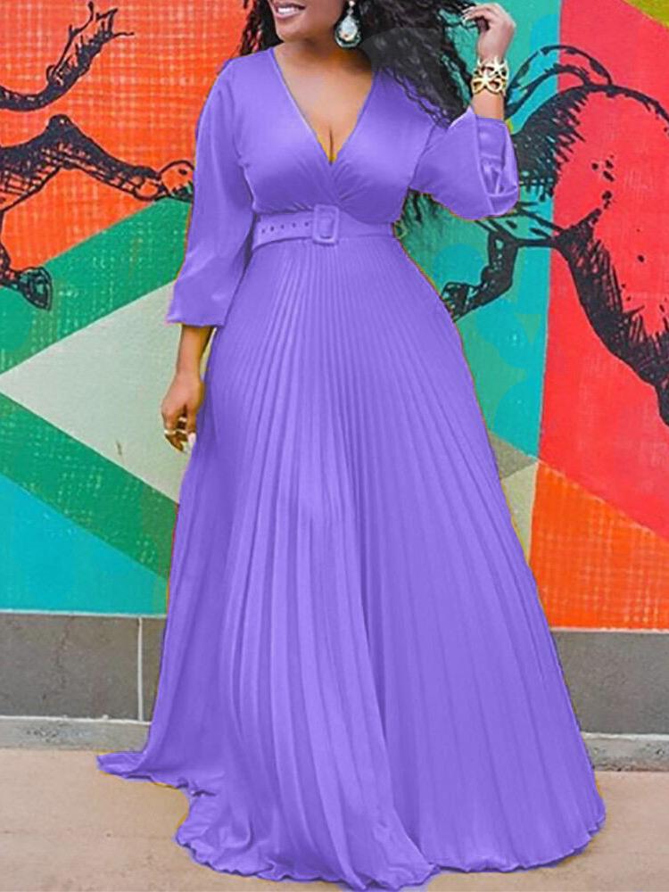High Waist Slim Solid Elegant Fashion Long-sleeved Long Dress - LuckyFash™