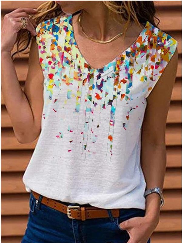 Casual Floral Vest Sleeveless T-shirt - LuckyFash™