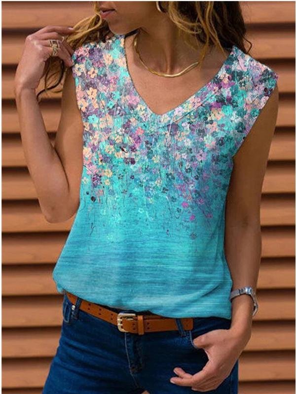 Casual Floral Vest Sleeveless T-shirt - LuckyFash™