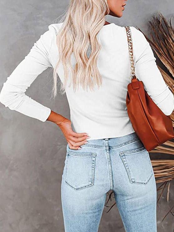 Women's T-Shirts Long Sleeve Round Neck Drawstring Fashion T-Shirt - LuckyFash™