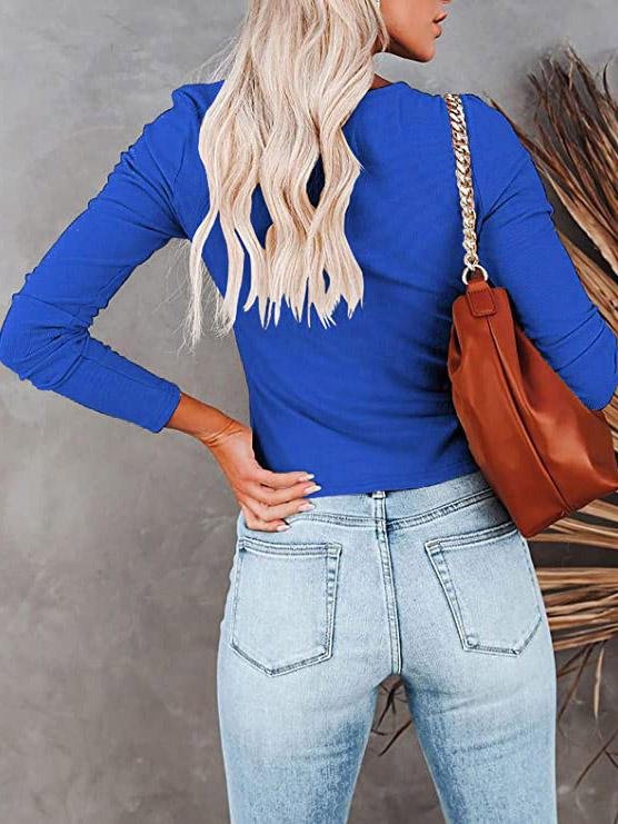 Women's T-Shirts Long Sleeve Round Neck Drawstring Fashion T-Shirt - LuckyFash™